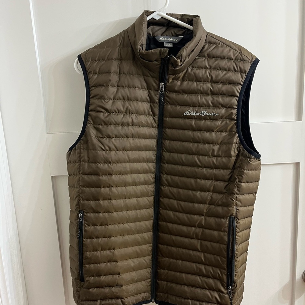 Eddie Bauer Men's Olive Quilted Vest